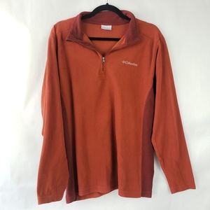 Columbia Men's Fleece Sweater Pullover collar size large burnt brown